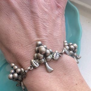 Vintage Grape Clusters Sterling Silver Bracelet